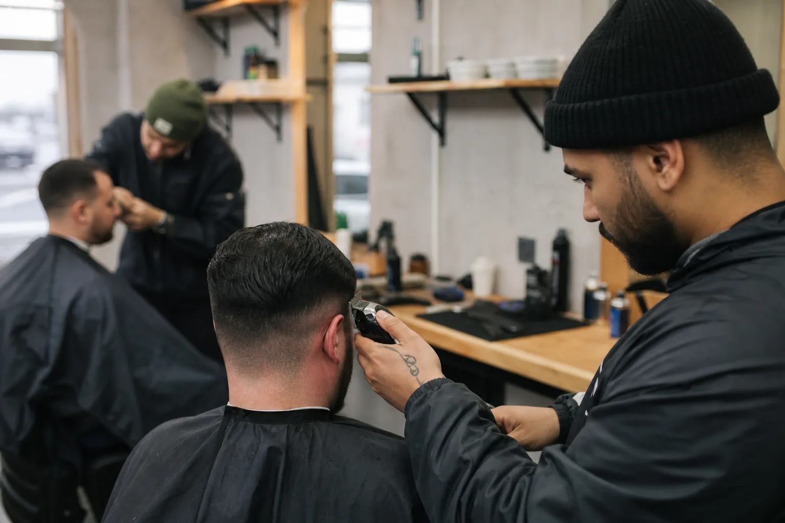 Werk in een Nederlandse winkel of werkplaats. Beeld bij het artikel: Wie houdt de vaste fade bij als drie barbers dezelfde klanten knippen?